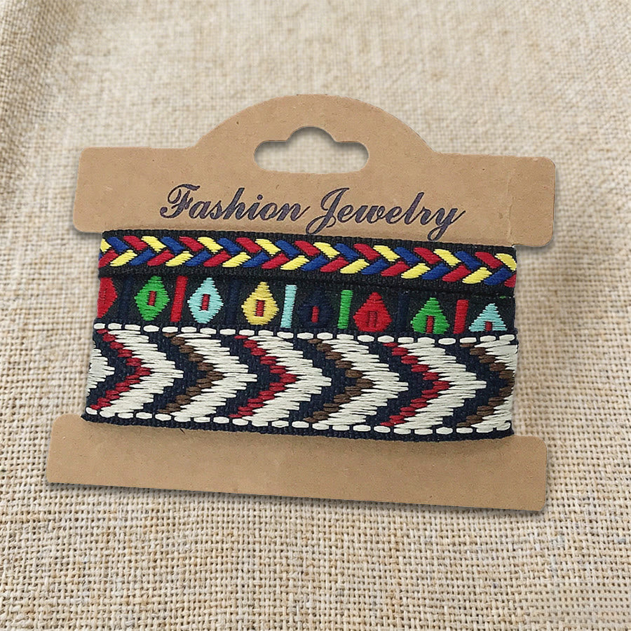 Bracelet tressé ethnique bohème multicolore Olivenorma Premium Thread fait main - Chevron noir - image 20