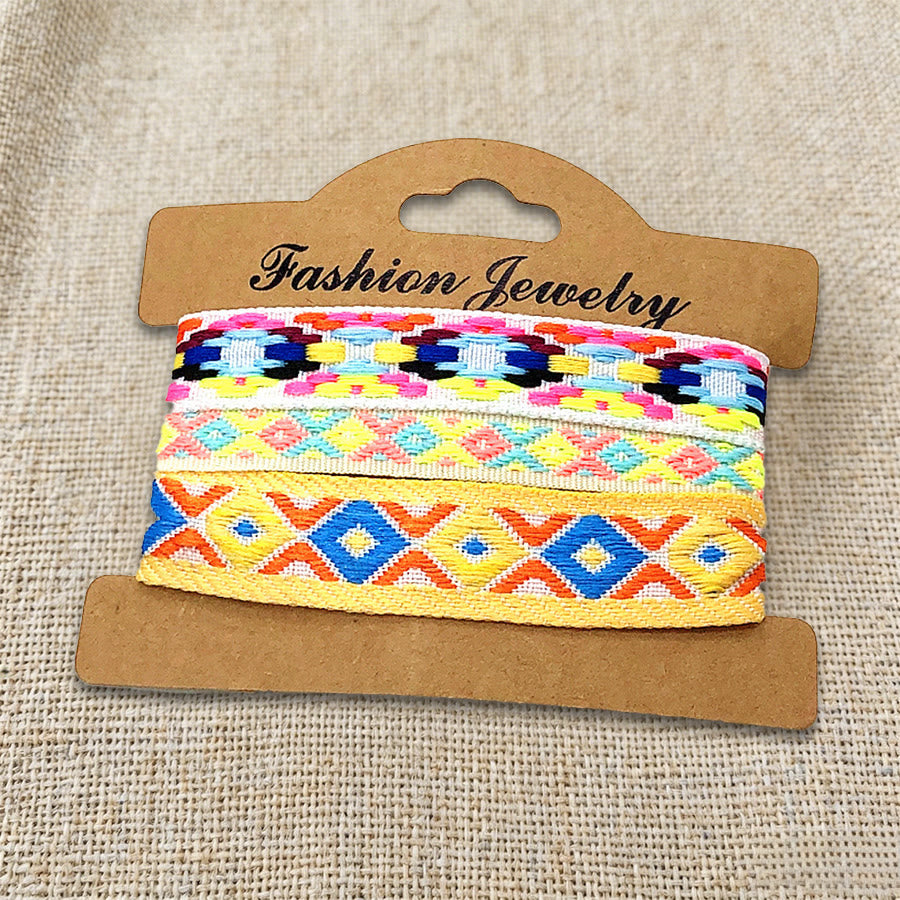 Bracelet tressé ethnique bohème multicolore Olivenorma Premium Thread fait main - Géométrique jaune - image 32