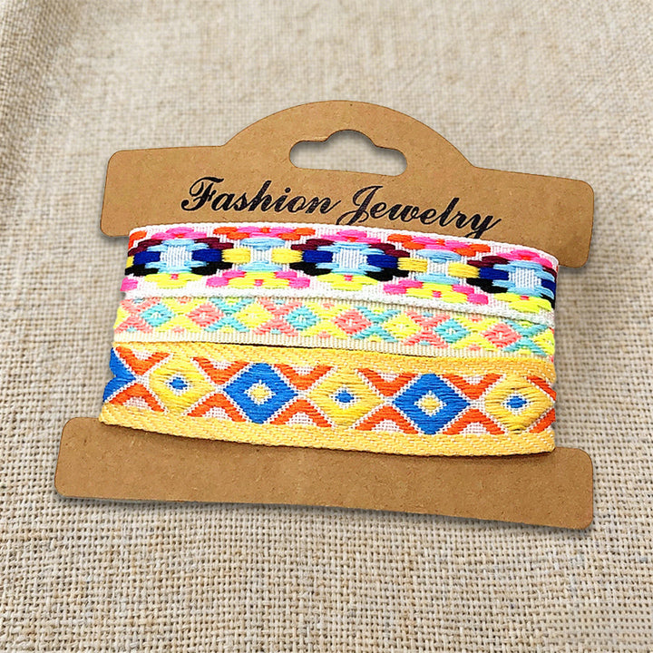Bracelet tressé ethnique bohème multicolore Olivenorma Premium Thread fait main - Géométrique jaune - image 32