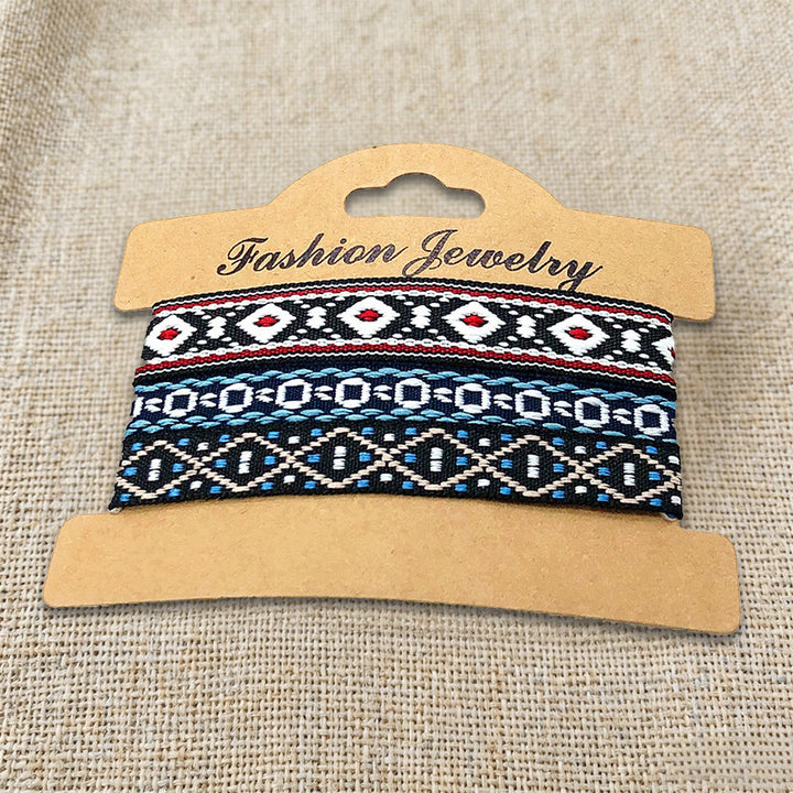 Bracelet tressé ethnique bohème multicolore Olivenorma Premium Thread fait main - Noir et blanc - image 22