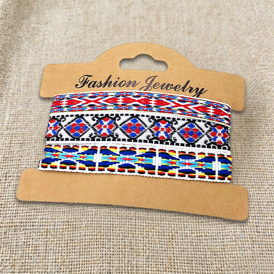Bracelet tressé ethnique bohème multicolore Olivenorma Premium Thread fait main - Aztèque rouge et bleu - image 25