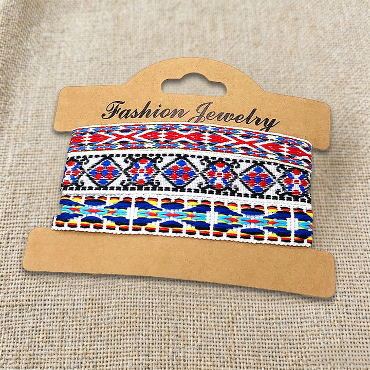Bracelet tressé ethnique bohème multicolore Olivenorma Premium Thread fait main - Aztèque rouge et bleu - image 25