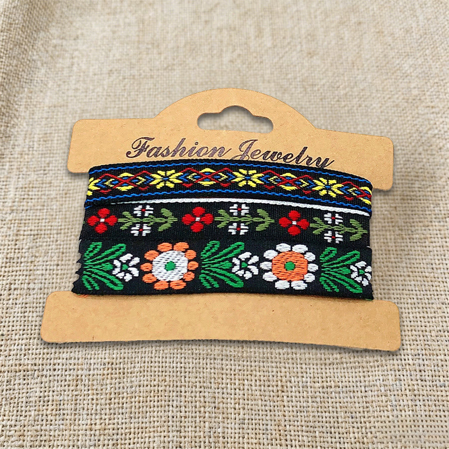 Bracelet tressé ethnique bohème multicolore Olivenorma Premium Thread fait main - Fleurs noires - image 36