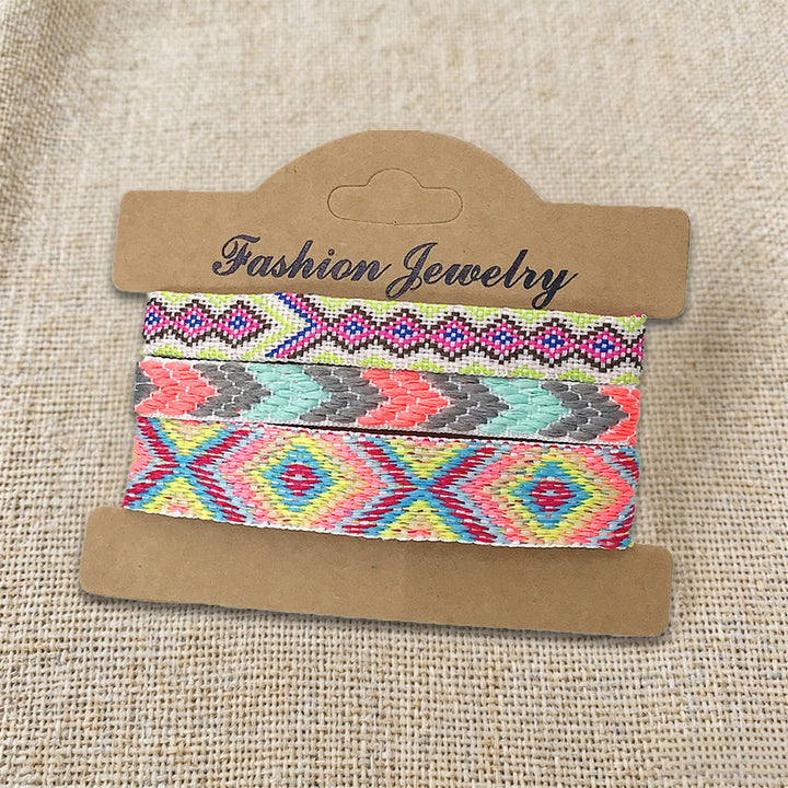 Bracelet tressé ethnique bohème multicolore Olivenorma Premium Thread fait main - Géométrique rose - image 4