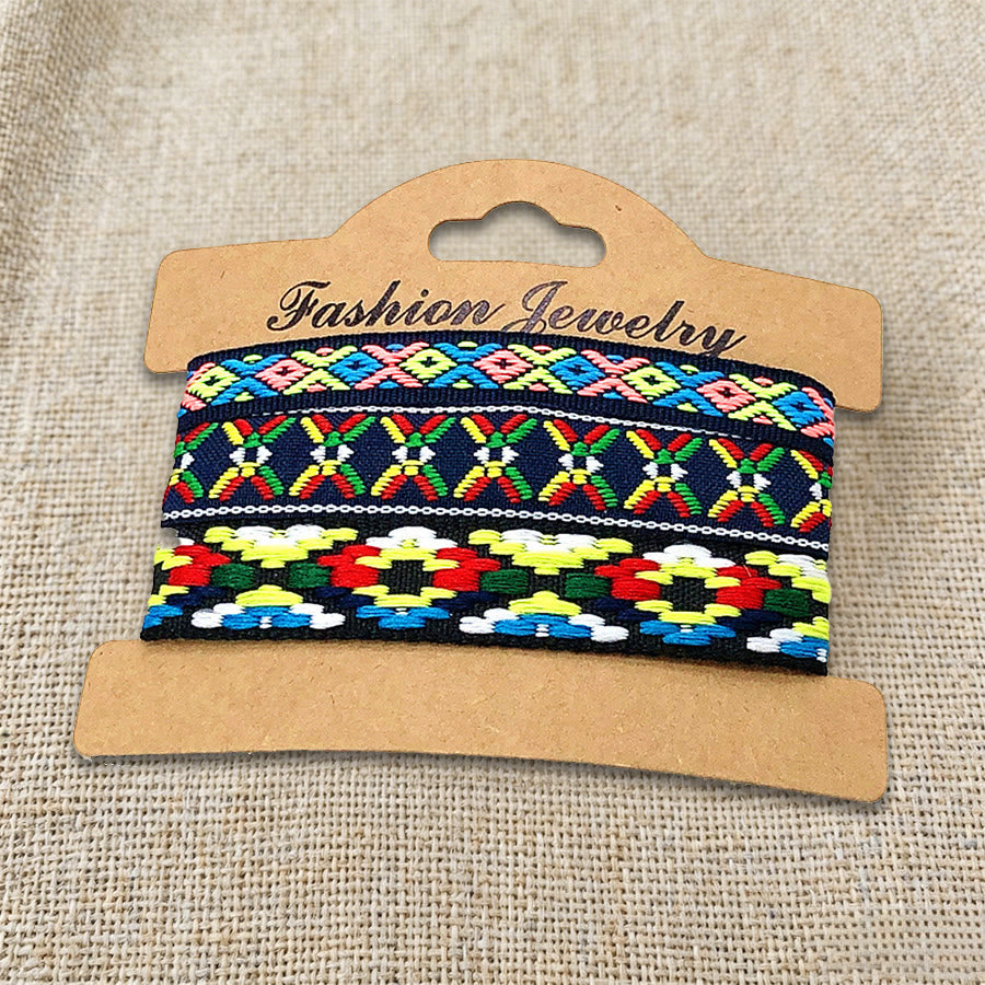 Bracelet tressé ethnique bohème multicolore Olivenorma Premium Thread fait main - Marine à fleurs - image 34