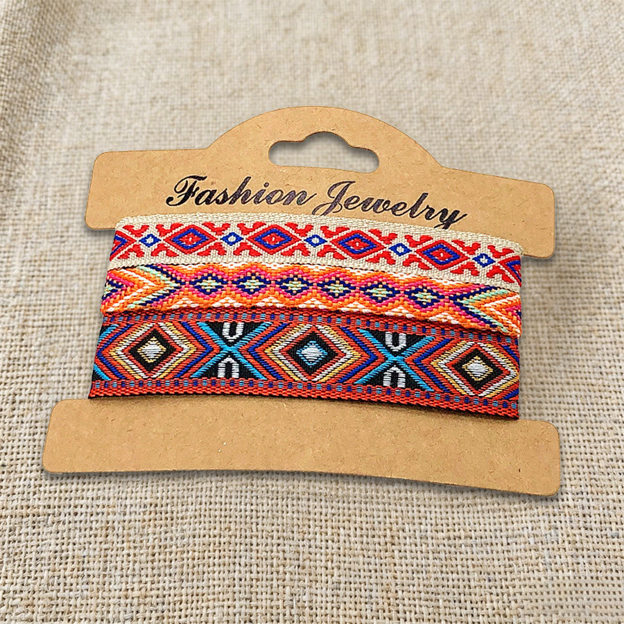 Bracelet tressé ethnique bohème multicolore Olivenorma Premium Thread fait main - Orange tribal - image 26