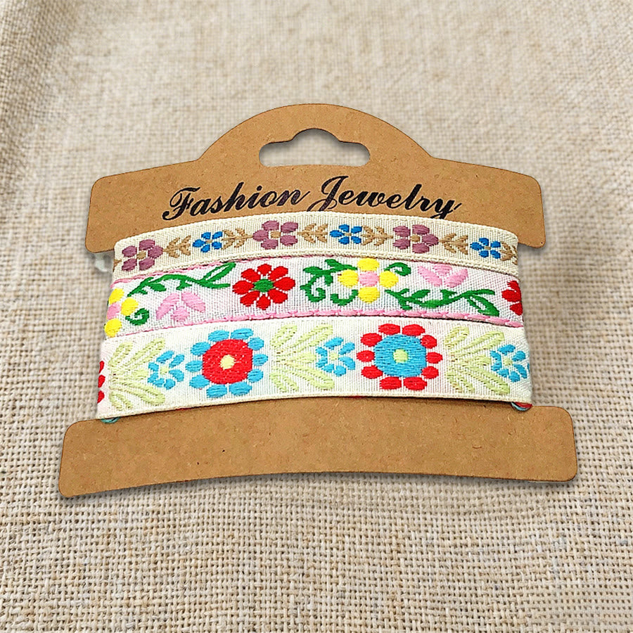 Bracelet tressé ethnique bohème multicolore Olivenorma Premium Thread fait main - Fleurs blanches - image 28