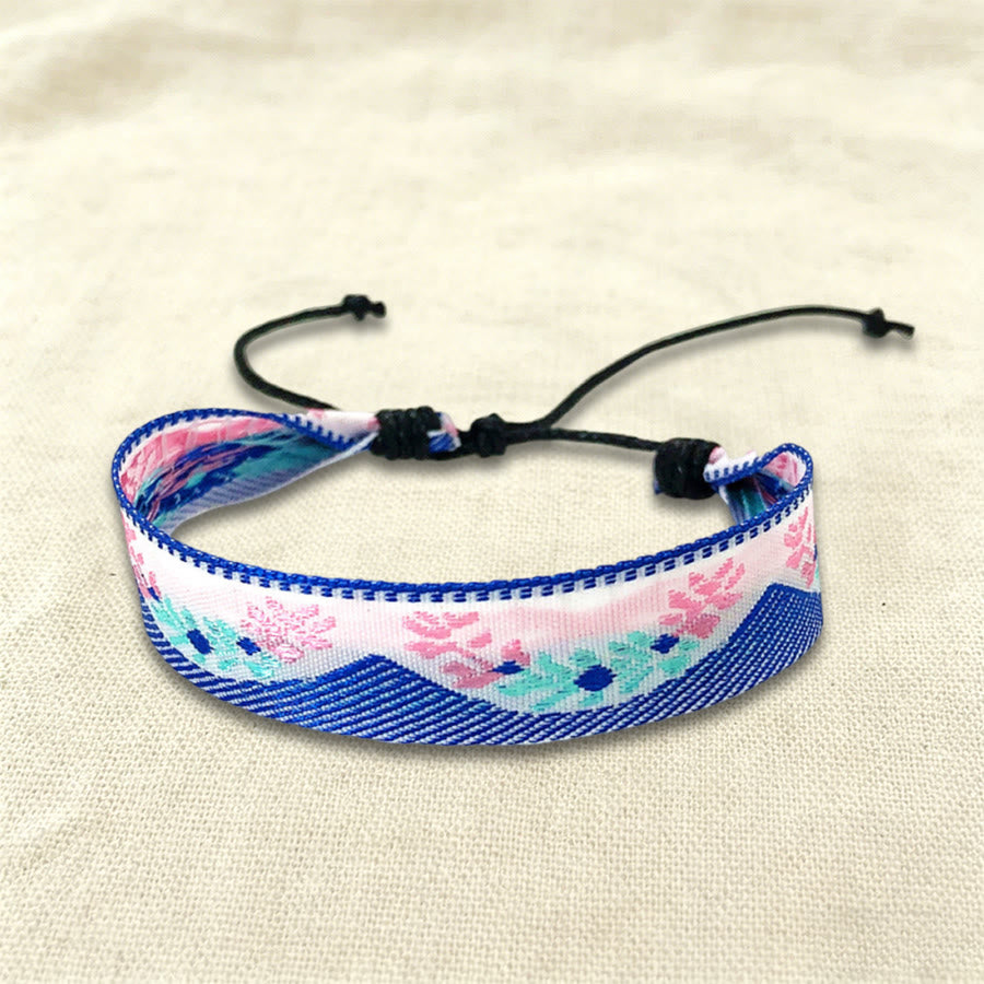 Bracelet tressé Olivenorma, style bohème décontracté, ajustable, à porter au quotidien - Fleurs bleues et roses - image 12