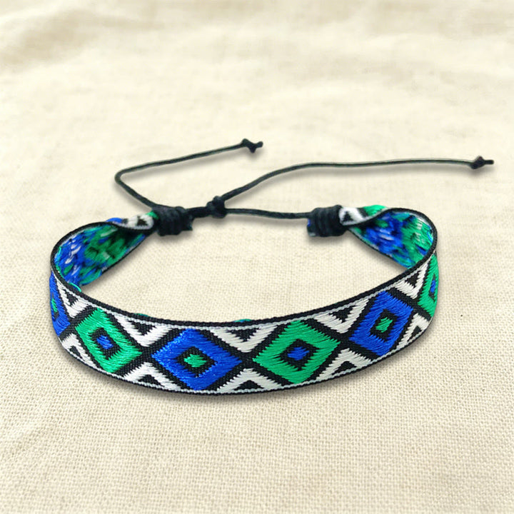 Bracelet tressé Olivenorma, style bohème décontracté, ajustable, à porter au quotidien - Géométrique bleu-vert - image 2
