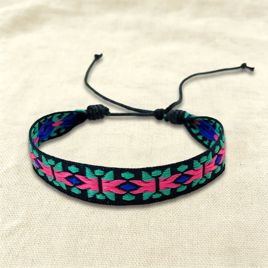 Bracelet tressé Olivenorma, style bohème décontracté, ajustable, à porter au quotidien - Géométrique rose et vert - image 10