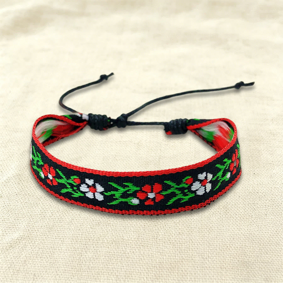 Bracelet tressé Olivenorma, style bohème décontracté, ajustable, à porter au quotidien - Fleurs rouges - image 6