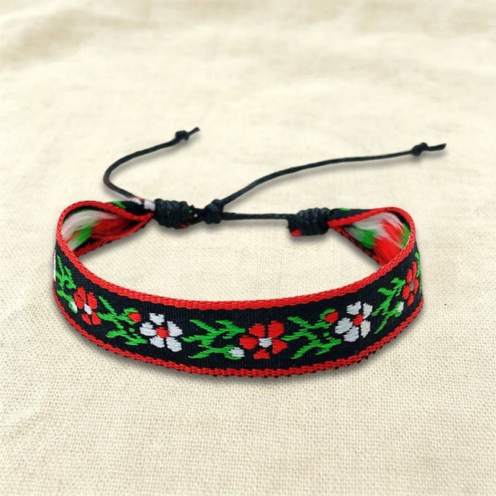 Bracelet tressé Olivenorma, style bohème décontracté, ajustable, à porter au quotidien - Fleurs rouges - image 6