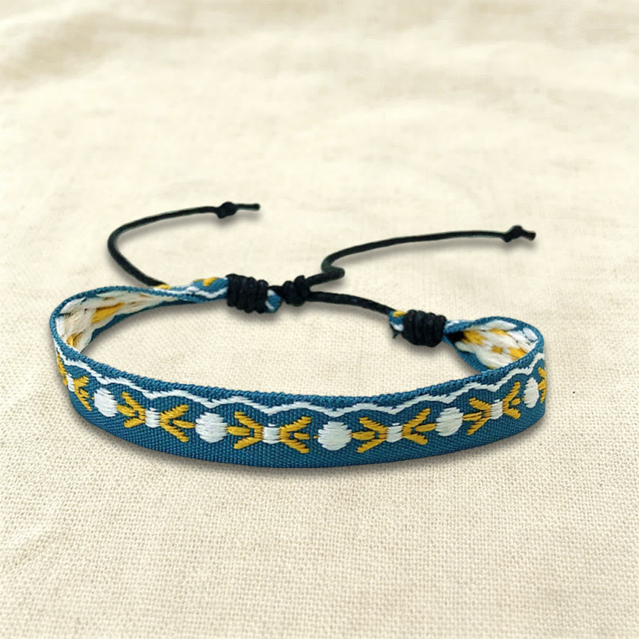 Bracelet tressé Olivenorma, style bohème décontracté, ajustable, à porter au quotidien - Tribal bleu et jaune - image 30