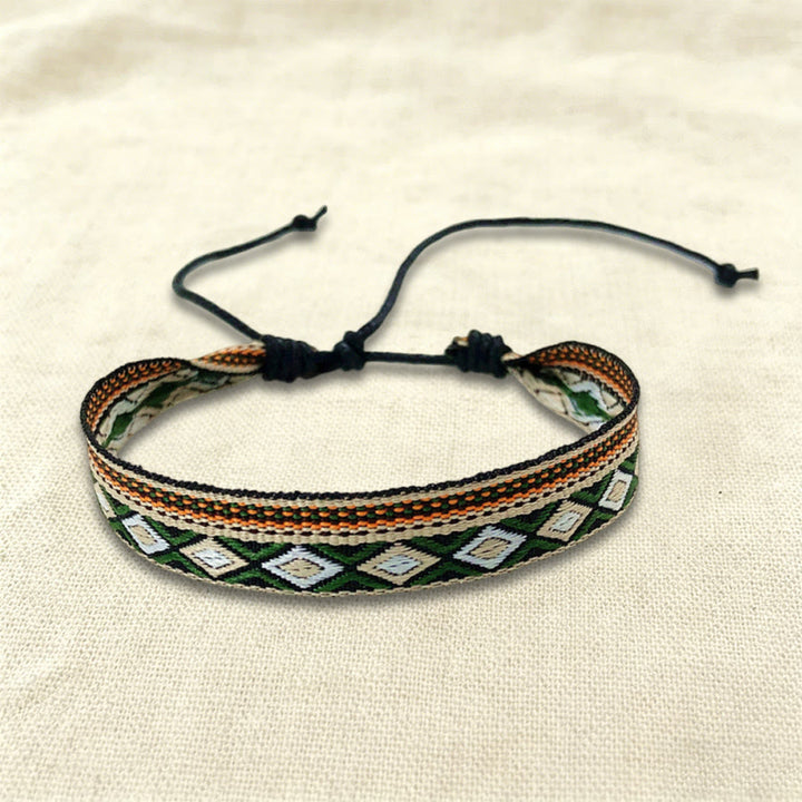 Bracelet tressé Olivenorma, style bohème décontracté, ajustable, à porter au quotidien - Tribal vert-brun - image 0