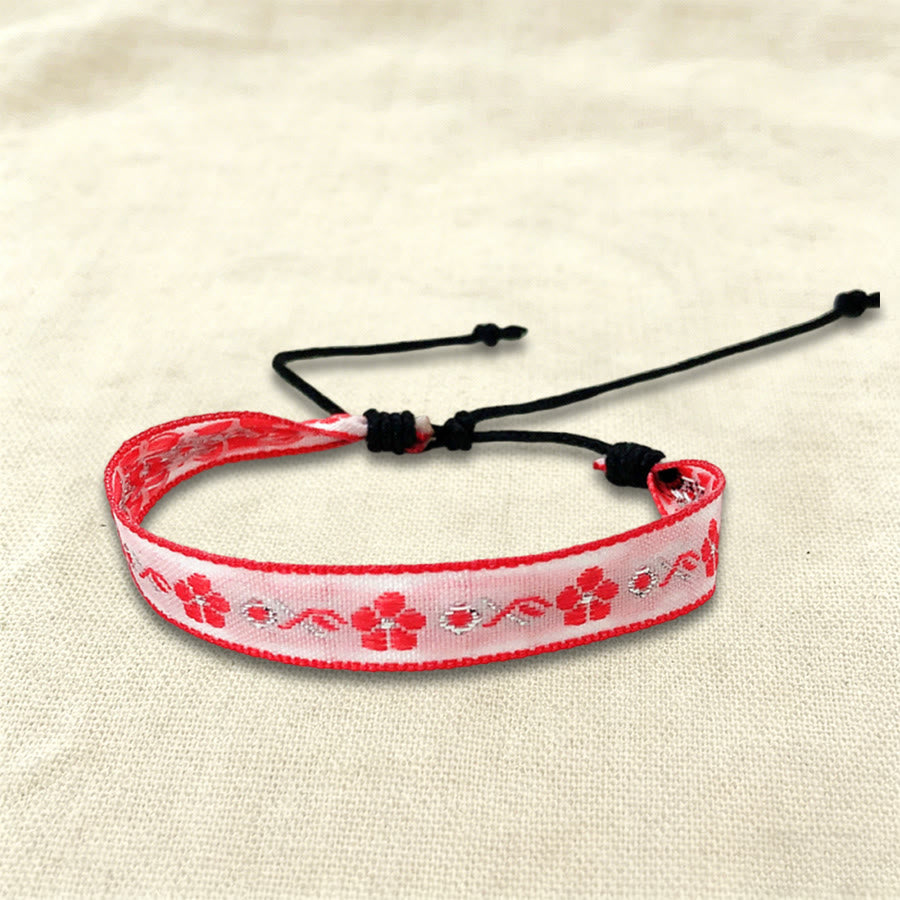 Bracelet tressé Olivenorma, style bohème décontracté, ajustable, à porter au quotidien - Fleurs roses et rouges - image 22