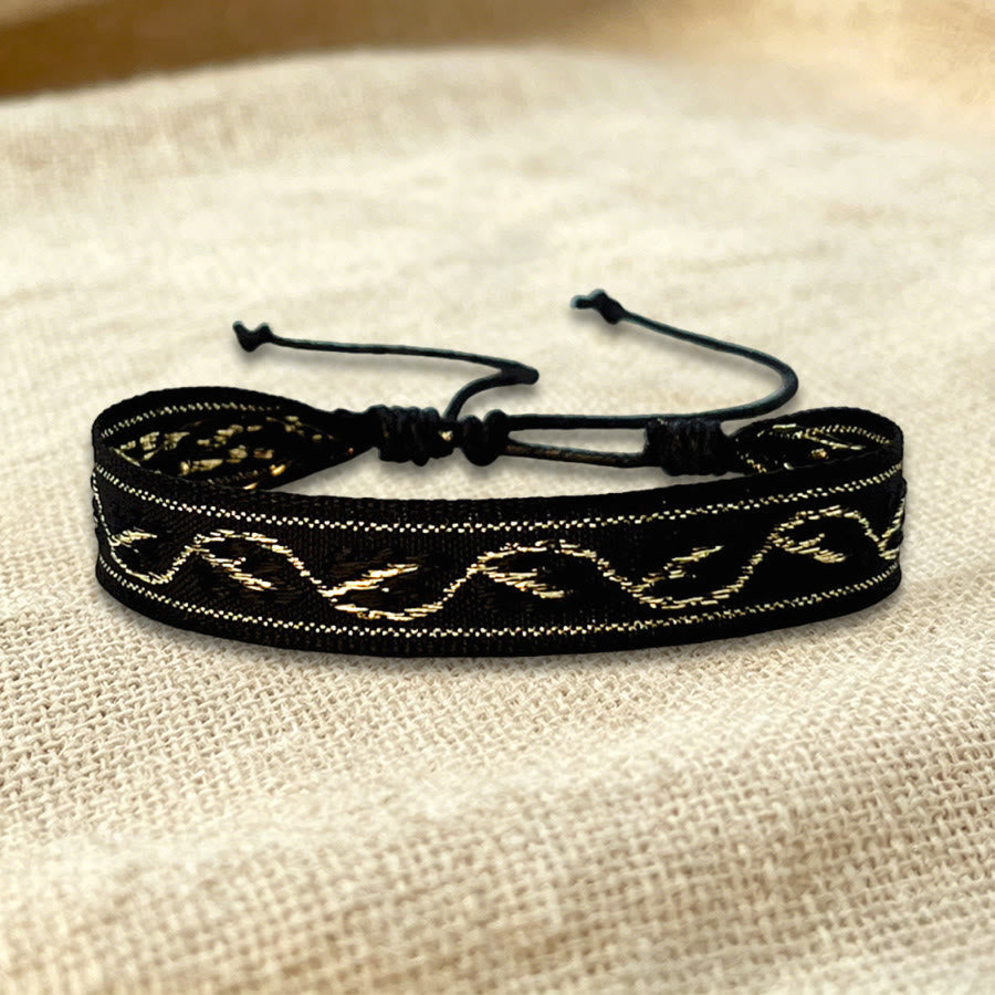 Bracelet d'amitié tressé ajustable Olivenorma à motif tribal multicolore - Motif or noir - image 19