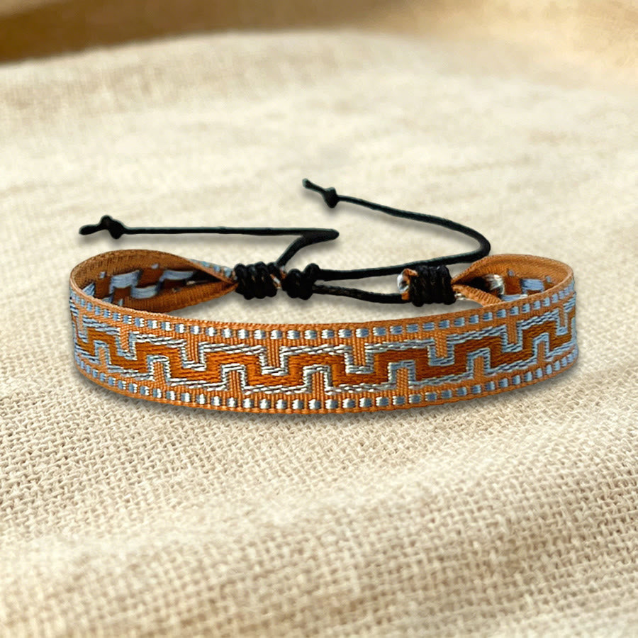 Bracelet d'amitié tressé ajustable Olivenorma à motif tribal multicolore - Aztèque brun - image 7
