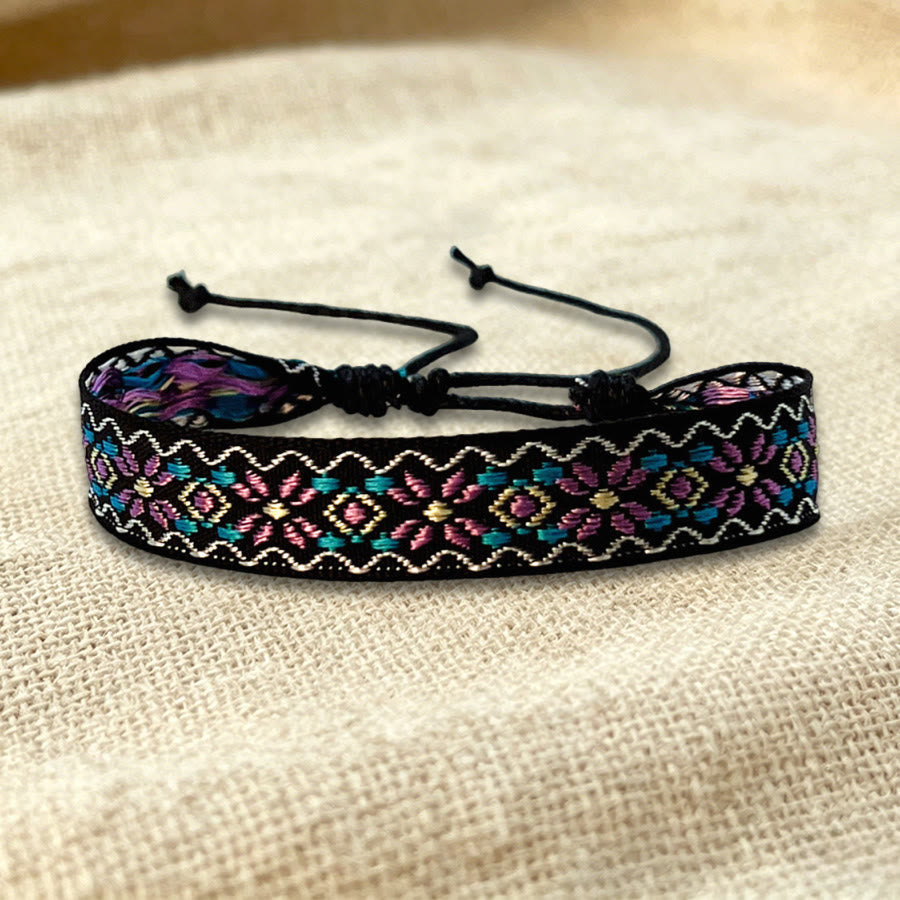 Bracelet d'amitié tressé ajustable Olivenorma à motif tribal multicolore - Violet multicolore - image 15