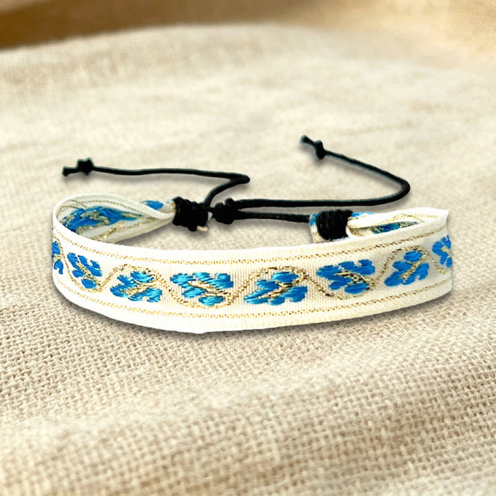 Bracelet d'amitié tressé ajustable Olivenorma à motif tribal multicolore - Fleurs bleues - image 13
