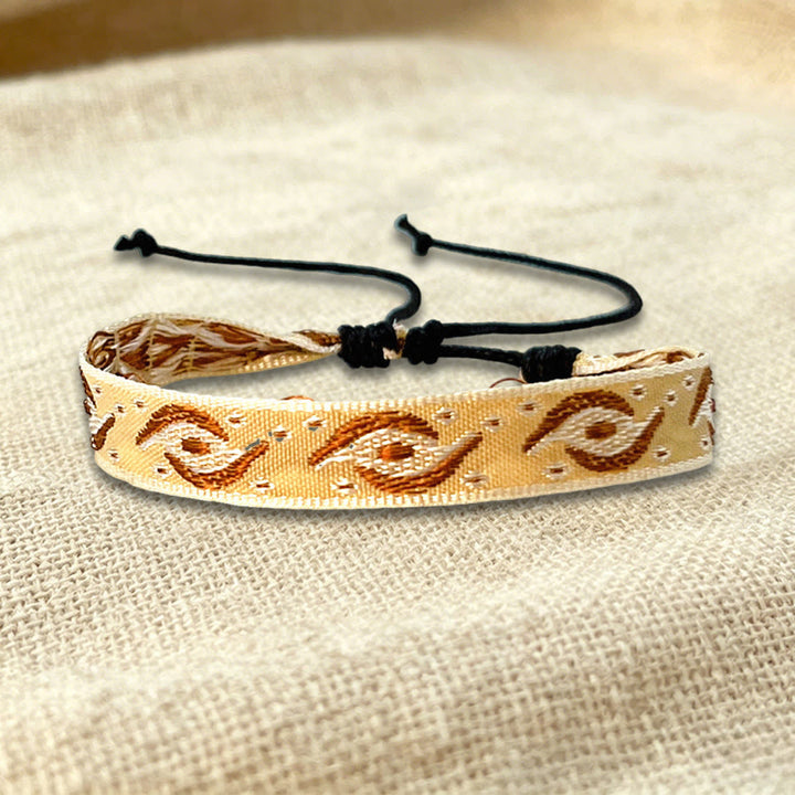 Bracelet d'amitié tressé ajustable Olivenorma à motif tribal multicolore - Tourbillon beige - image 9