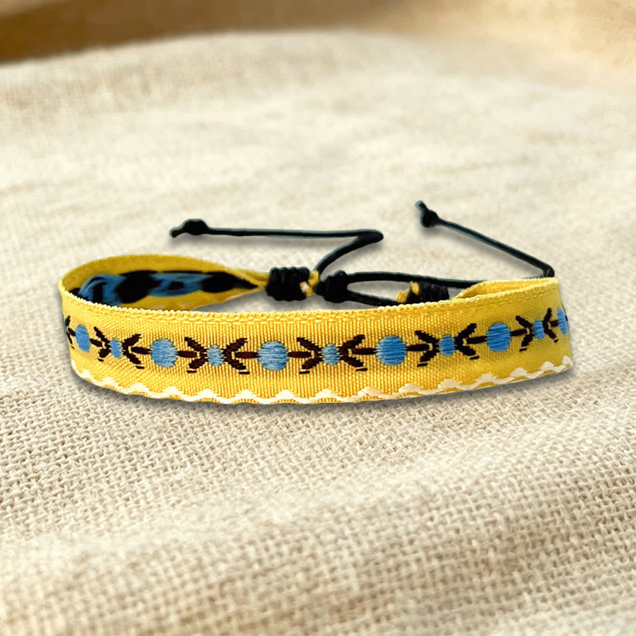 Bracelet d'amitié tressé ajustable Olivenorma à motif tribal multicolore - Tribal jaune et bleu - image 29