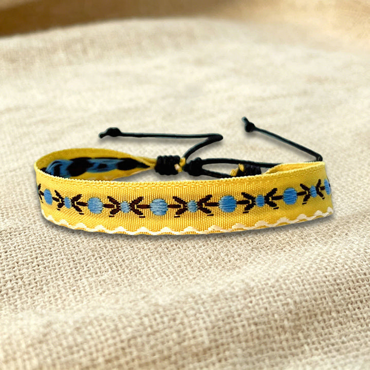 Bracelet d'amitié tressé ajustable Olivenorma à motif tribal multicolore - Tribal jaune et bleu - image 29