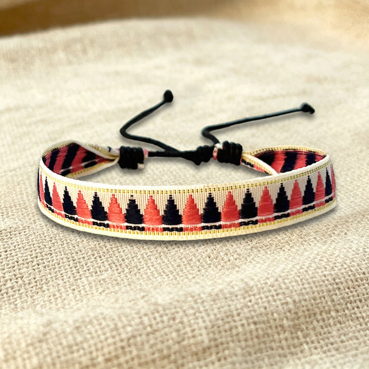 Bracelet d'amitié tressé ajustable Olivenorma à motif tribal multicolore - Triangle rouge beige - image 36