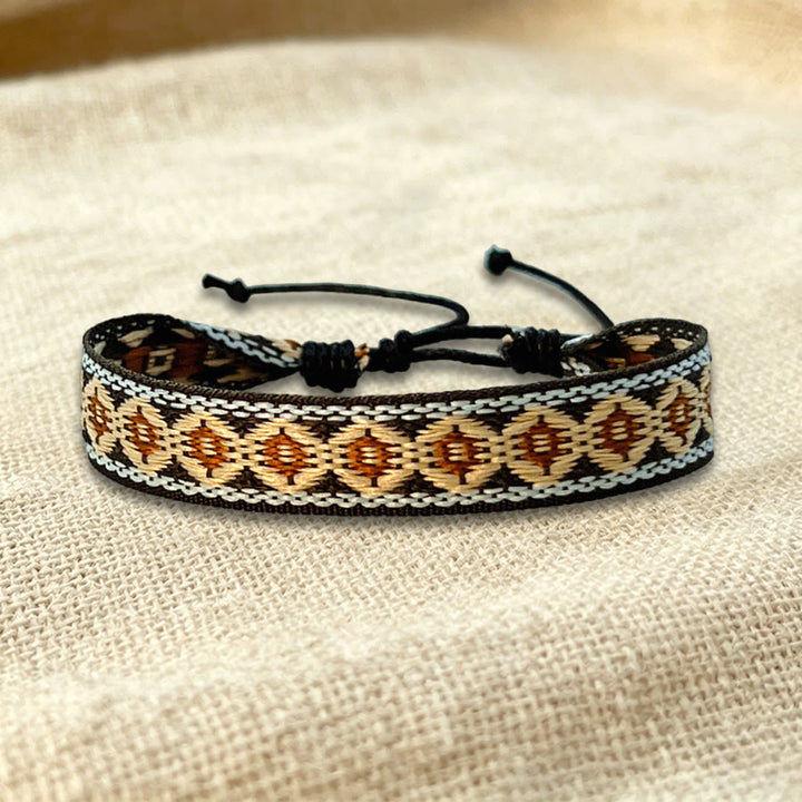 Bracelet d'amitié tressé ajustable Olivenorma à motif tribal multicolore - Géométrique marron - image 25