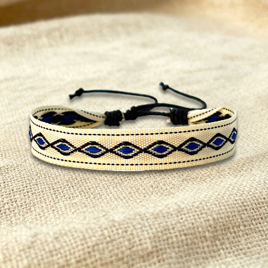 Bracelet d'amitié tressé ajustable Olivenorma à motif tribal multicolore - Diamant bleu beige - image 34