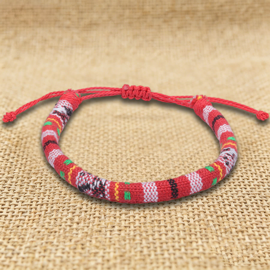 Bracelet d'amitié tressé à la main en fil de coton Olivenorma, motif ethnique bohème - Chevron rouge - image 9