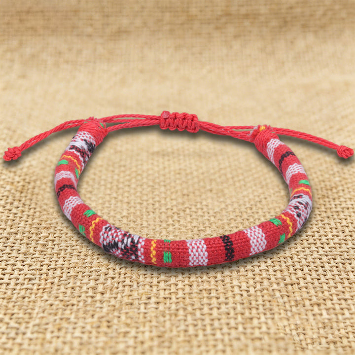 Bracelet d'amitié tressé à la main en fil de coton Olivenorma, motif ethnique bohème - Chevron rouge - image 9