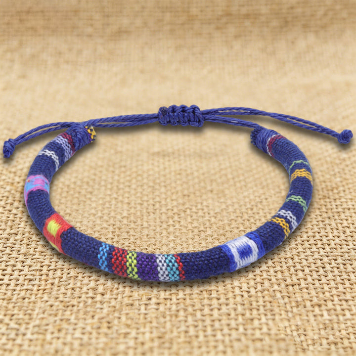 Bracelet d'amitié tressé à la main en fil de coton Olivenorma, motif ethnique bohème - Marine aztèque - image 11
