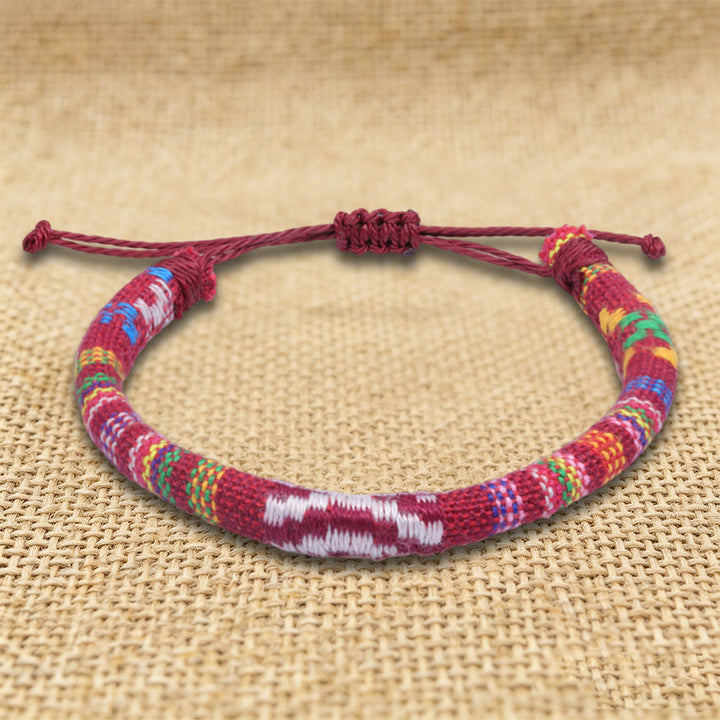 Bracelet d'amitié tressé à la main en fil de coton Olivenorma, motif ethnique bohème - Bohémien rouge - image 13