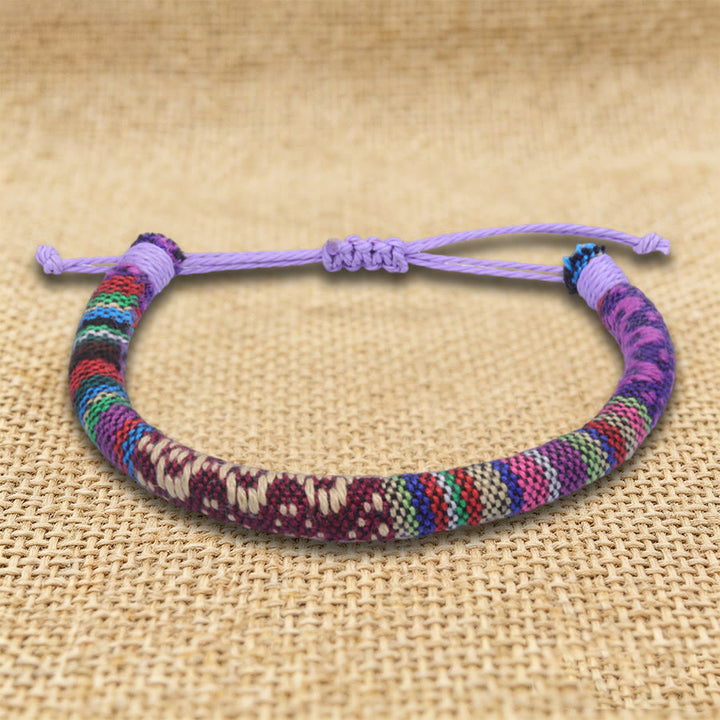 Bracelet d'amitié tressé à la main en fil de coton Olivenorma, motif ethnique bohème - Bourgogne ethnique - image 7