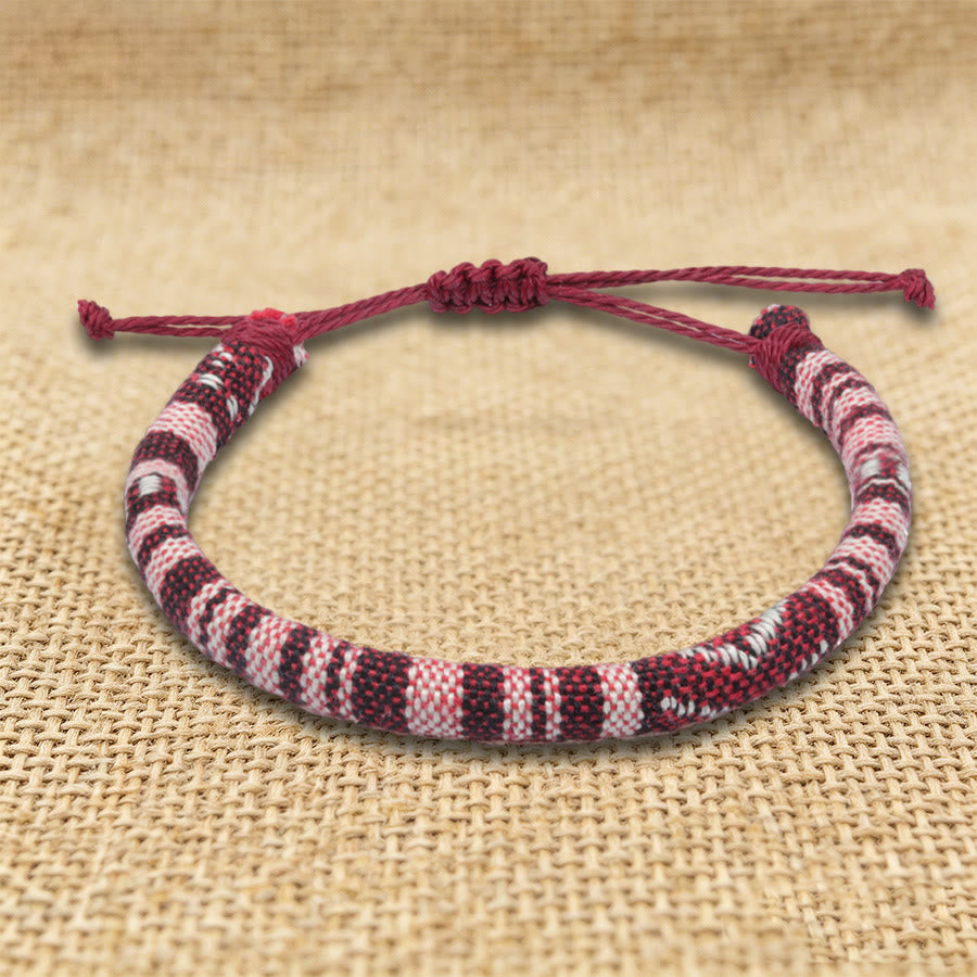 Bracelet d'amitié tressé à la main en fil de coton Olivenorma, motif ethnique bohème - Rayures marron - image 14