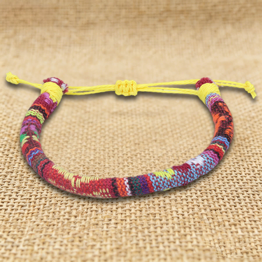 Bracelet d'amitié tressé à la main en fil de coton Olivenorma, motif ethnique bohème - Aztèque jaune et rouge - image 21
