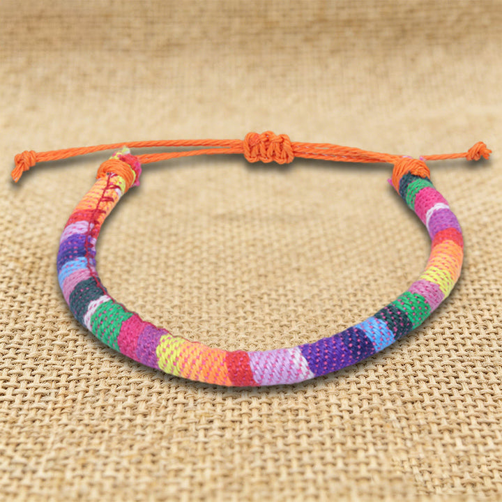 Bracelet d'amitié tressé à la main en fil de coton Olivenorma, motif ethnique bohème - Chevron rose vif - image 26