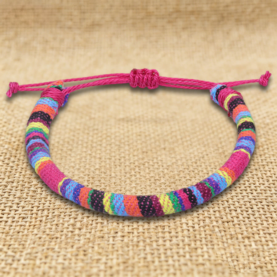 Bracelet d'amitié tressé à la main en fil de coton Olivenorma, motif ethnique bohème - Orange arc-en-ciel - image 29