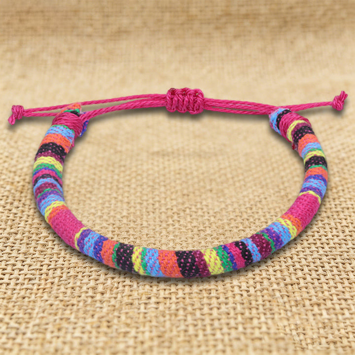 Bracelet d'amitié tressé à la main en fil de coton Olivenorma, motif ethnique bohème - Orange arc-en-ciel - image 29