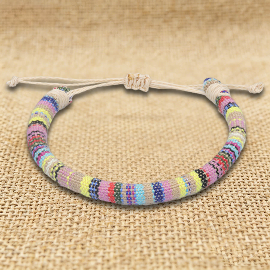 Bracelet d'amitié tressé à la main en fil de coton Olivenorma, motif ethnique bohème - Beige pastel bohème - image 30
