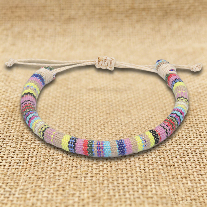 Bracelet d'amitié tressé à la main en fil de coton Olivenorma, motif ethnique bohème - Beige pastel bohème - image 30