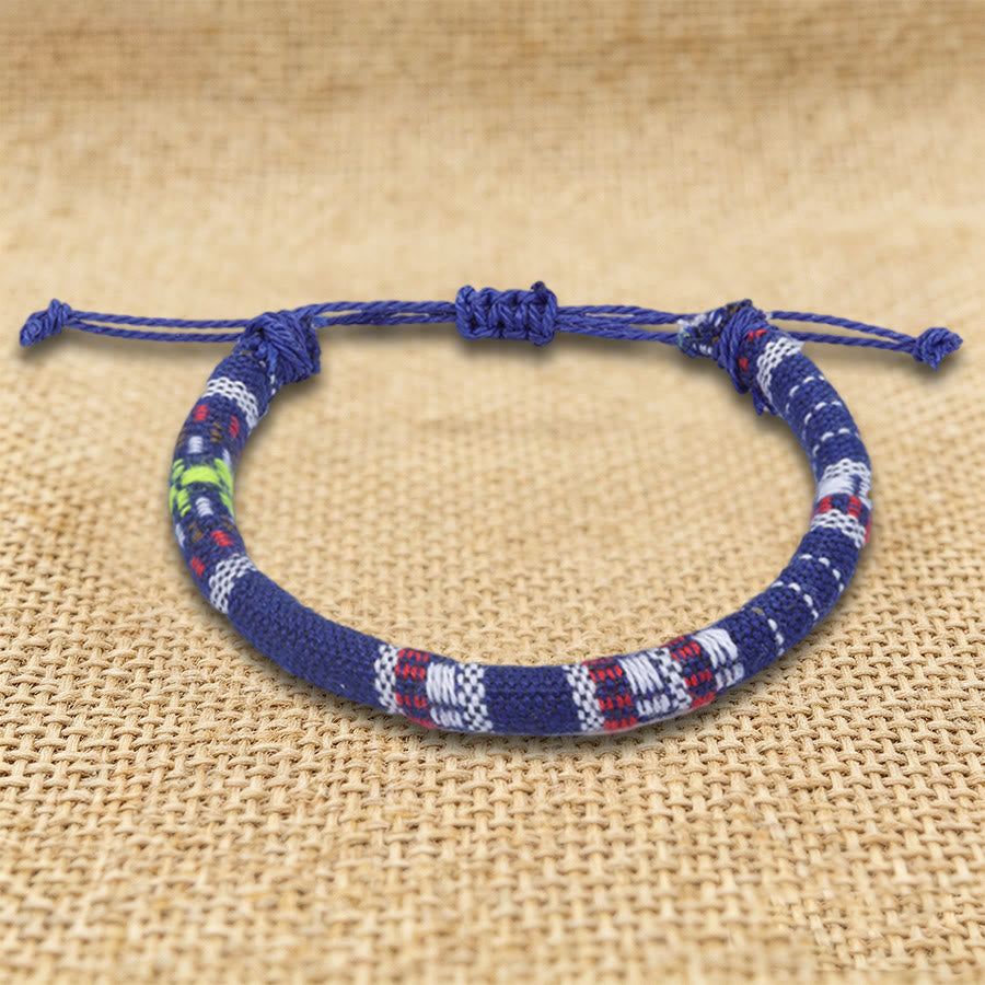 Bracelet d'amitié tressé à la main en fil de coton Olivenorma, motif ethnique bohème - Rayures marines - image 27
