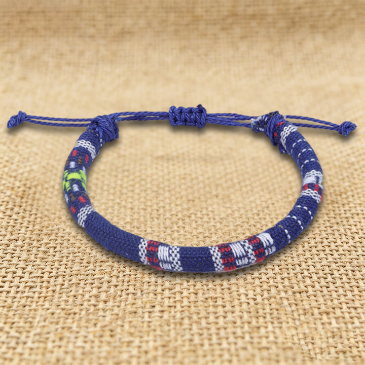 Bracelet d'amitié tressé à la main en fil de coton Olivenorma, motif ethnique bohème - Rayures marines - image 27