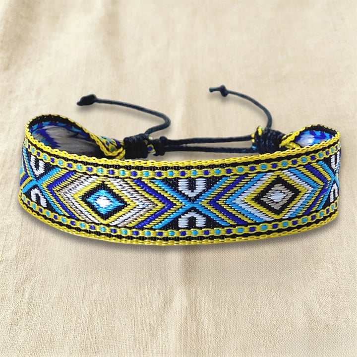 Bracelet tressé Olivenorma à motif ethnique géométrique tribal, ajustable et noué, idéal au quotidien et pour les fêtes. - Chevron soleil - image 18