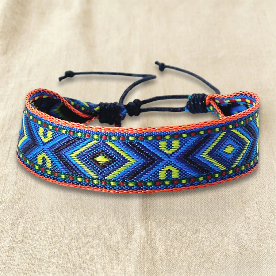 Bracelet tressé Olivenorma à motif ethnique géométrique tribal, ajustable et noué, idéal au quotidien et pour les fêtes. - Ambiance azur - image 10