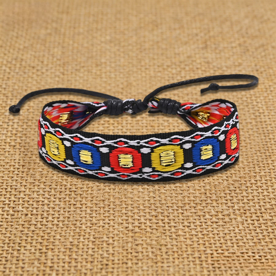 Bracelet d'amitié tressé à nœud coulissant géométrique ethnique aztèque Olivenorma fait main - Ornement coloré - image 6