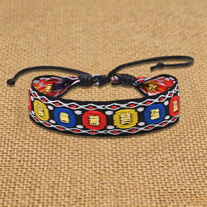 Bracelet d'amitié tressé à nœud coulissant géométrique ethnique aztèque Olivenorma fait main - Ornement coloré - image 6