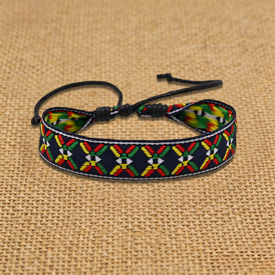Bracelet d'amitié tressé à nœud coulissant géométrique ethnique aztèque Olivenorma fait main - Motif vert - image 4
