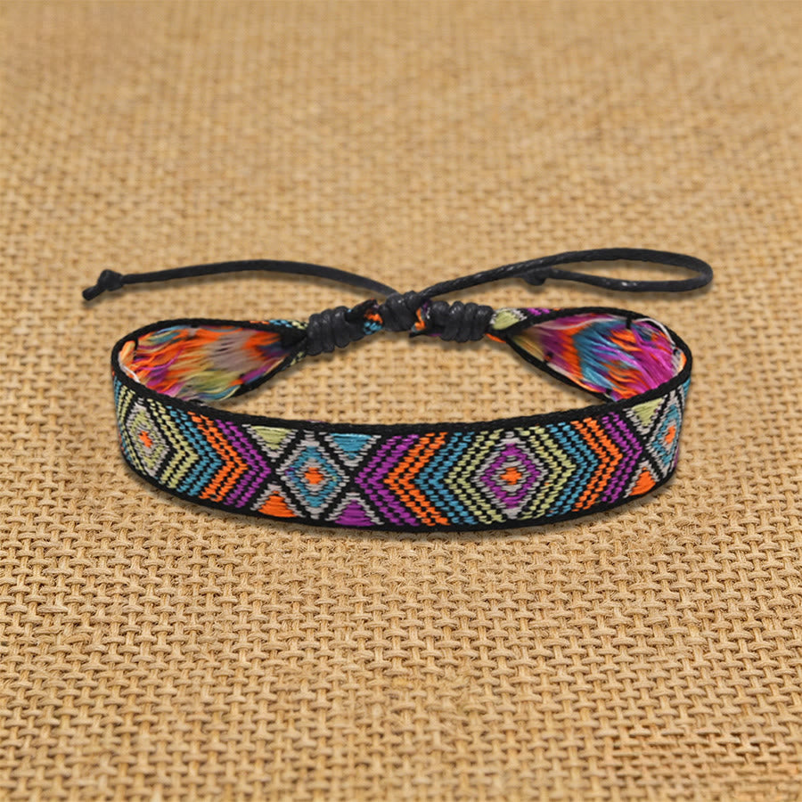 Bracelet d'amitié tressé à nœud coulissant géométrique ethnique aztèque Olivenorma fait main - Tissage multicolore - image 5