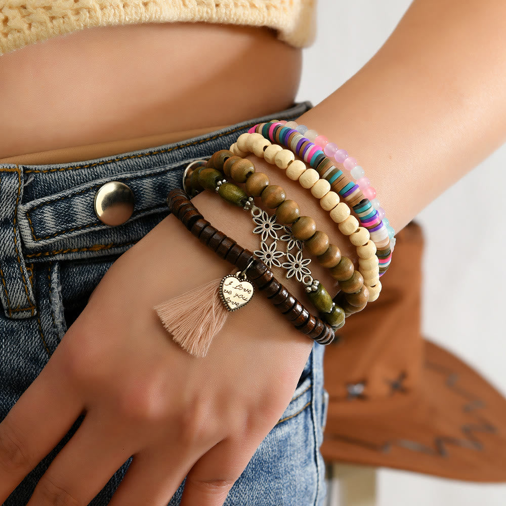 Bracelet ethnique bohème Olivenorma empilable à plusieurs couches avec breloques en plumes, fait main - image 15